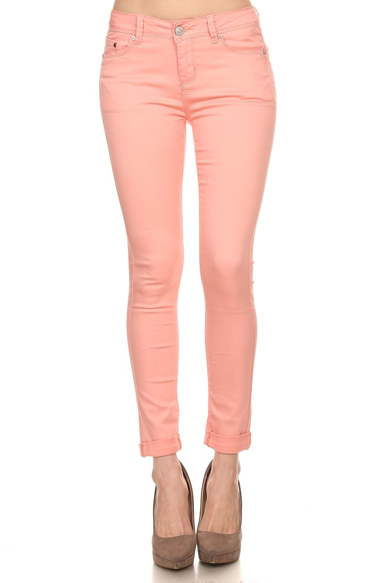 Classic Color High Waist Skinny Jeans - Orange