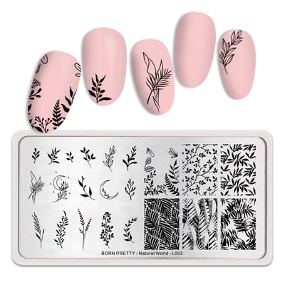 BORN PRETTY Rectangle Nail Stamping Plate Leaf Natural World - L003 Stamping Nails BORN PRETTY
