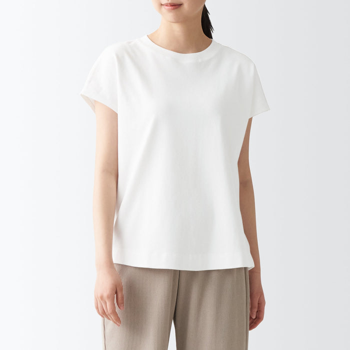 Women's Interlock French Sleeve T-Shirt - White - MUJI