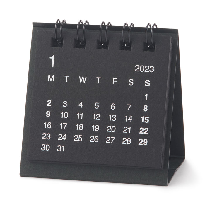 Bagasse Paper Mini Desktop Calendar 2023 - Black - MUJI
