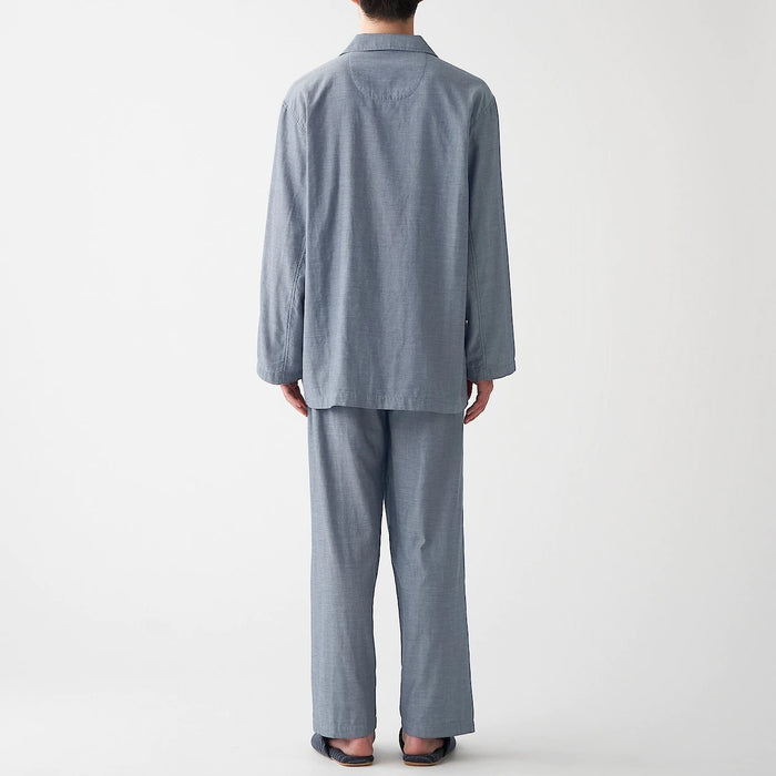 Men's Side Seamless Double Gauze Pajamas - Navy - MUJI