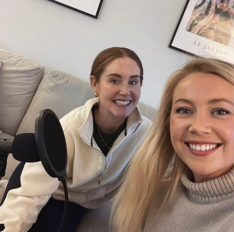 photo of Alice and Hannah whilst recording podcast episode