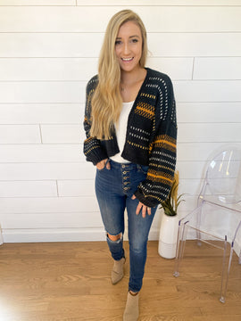 Boho Crop Cardigan Sweater