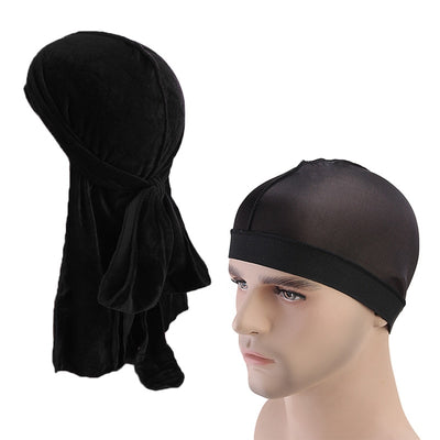 Velvet Black Durag & Wave Cap - FRESHCOUPES.