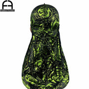 Green Silky Durag With Flower Print