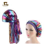 Blue Matching Reflective Durag & Bonnet Set - FRESHCOUPES