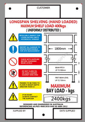 VSN VISIPLAS All-Steel Shelving Load Sign