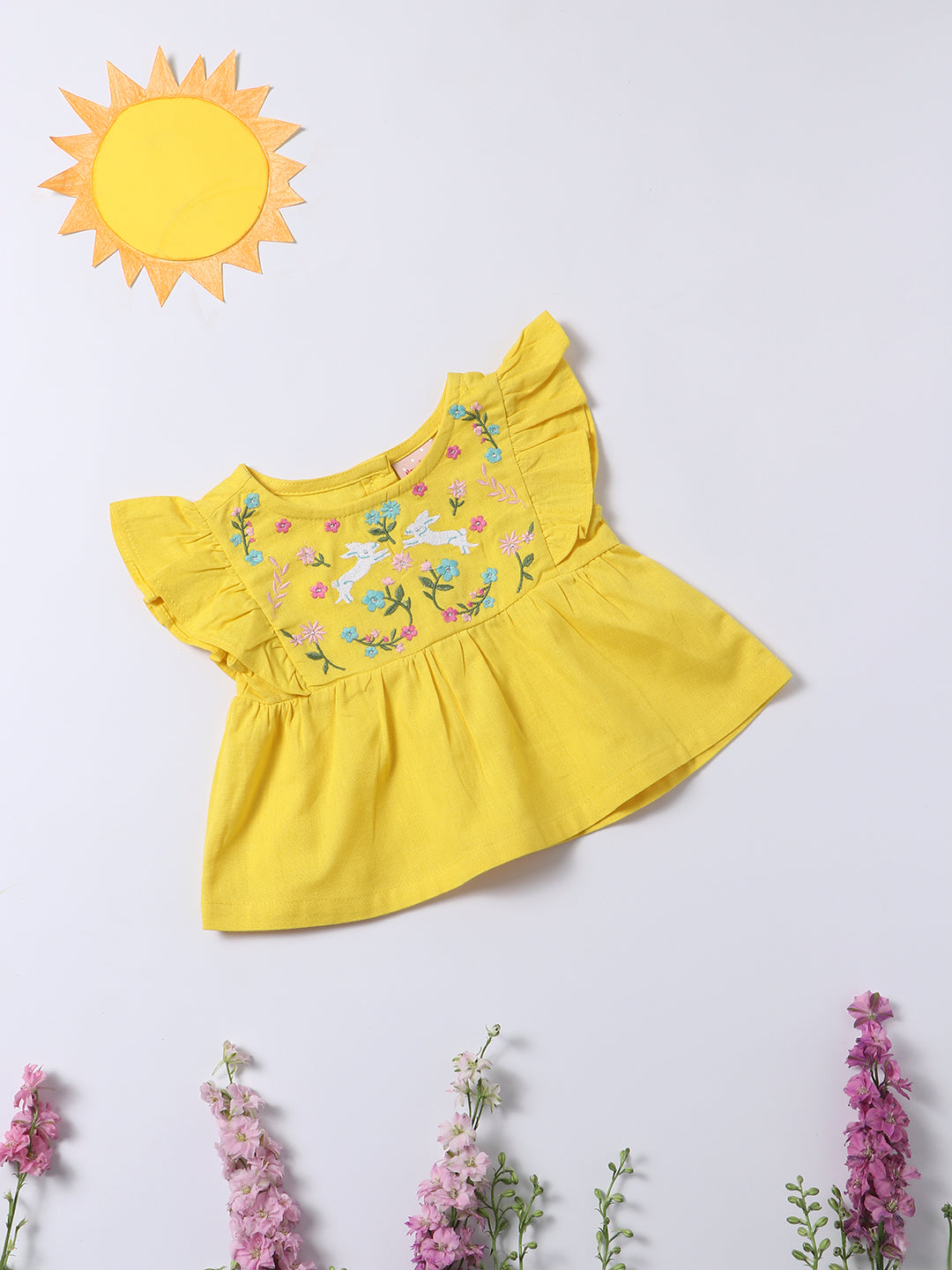 Nautinati Girls Embroidered Pure Cotton Clothing Set