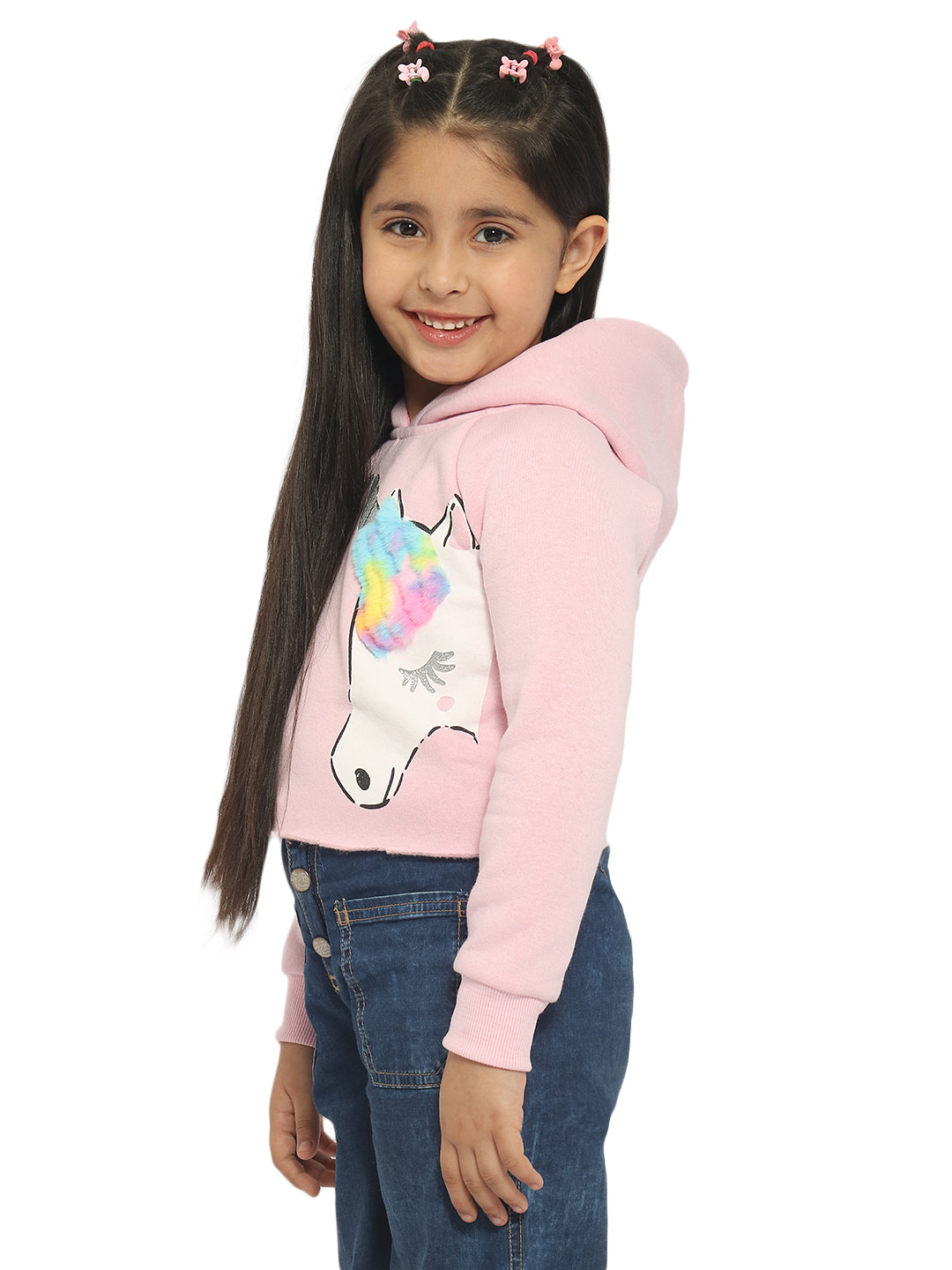 Nautinati Girls Printed Hooded Sweatshirt