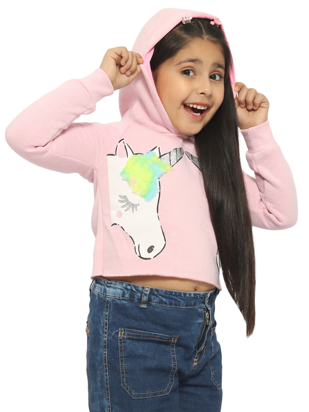 Nautinati Girls Printed Hooded Sweatshirt