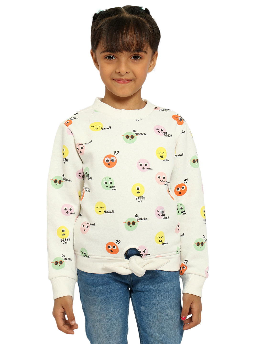 Nautinati Girls Conversational Printed Sweatshirt