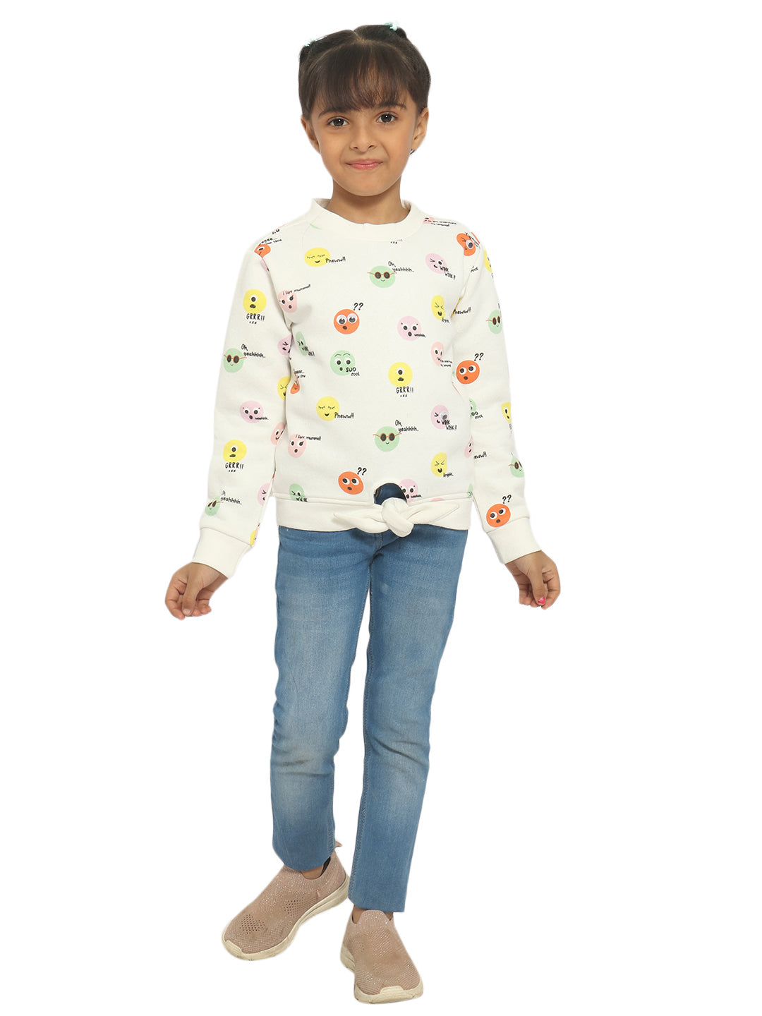 Nautinati Girls Conversational Printed Sweatshirt