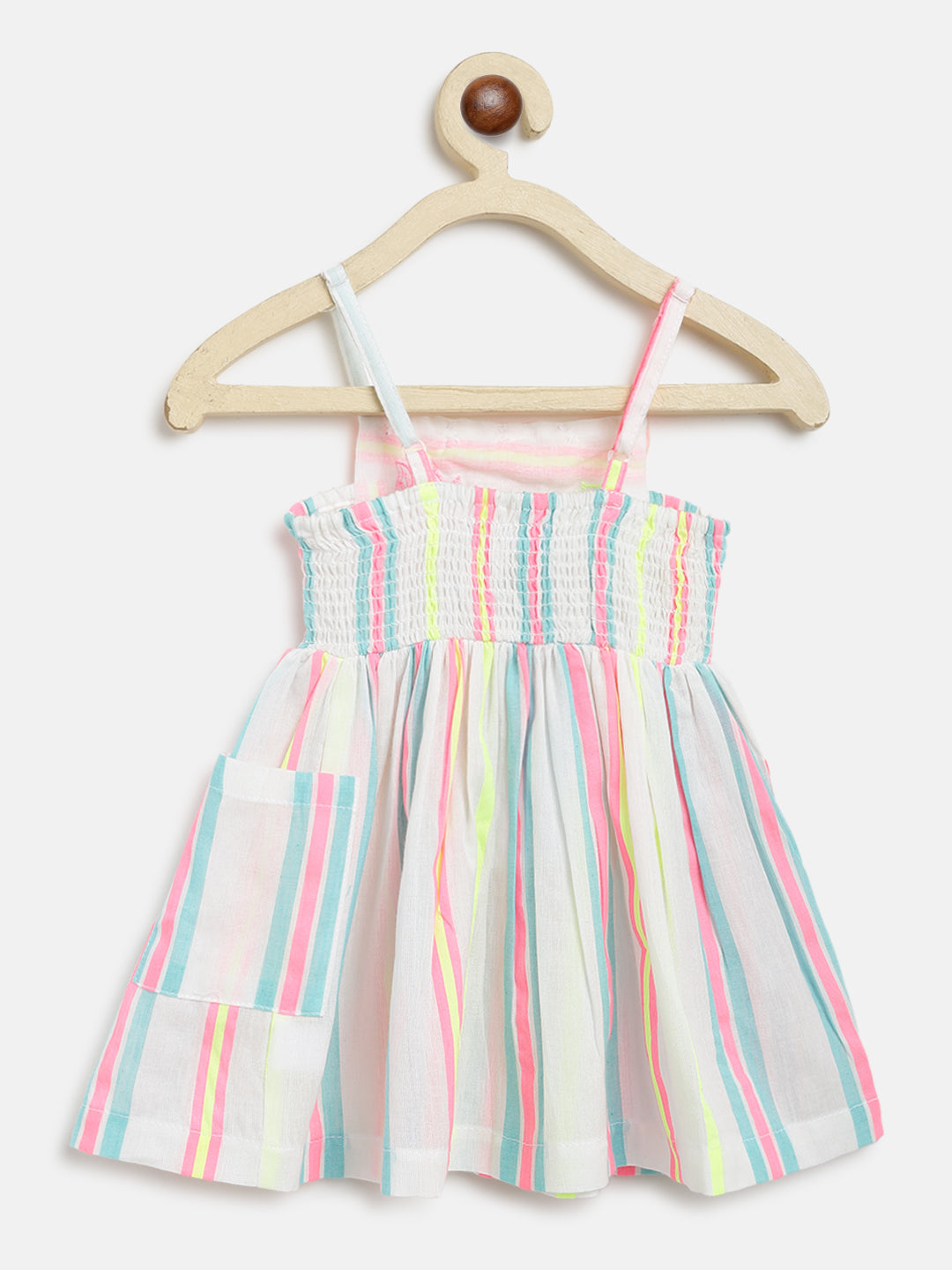 Nautinati Girls Striped Embroidered A-Line Dress