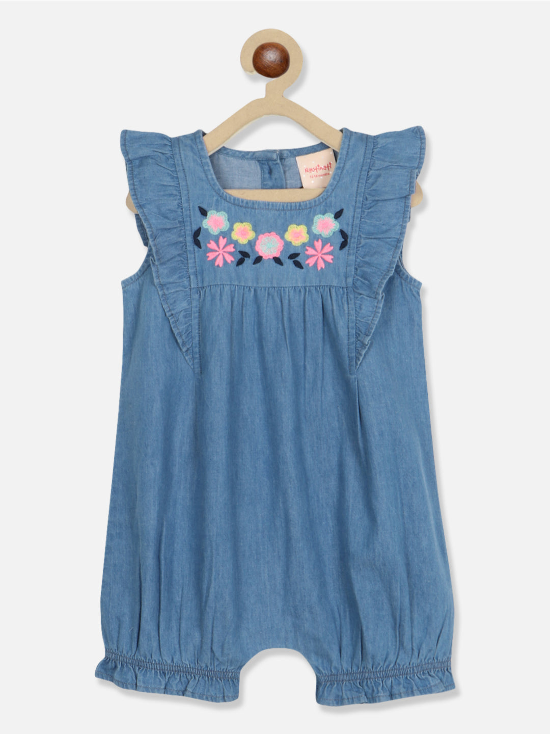 Nautinati Girls Floral Embroidered Playsuit