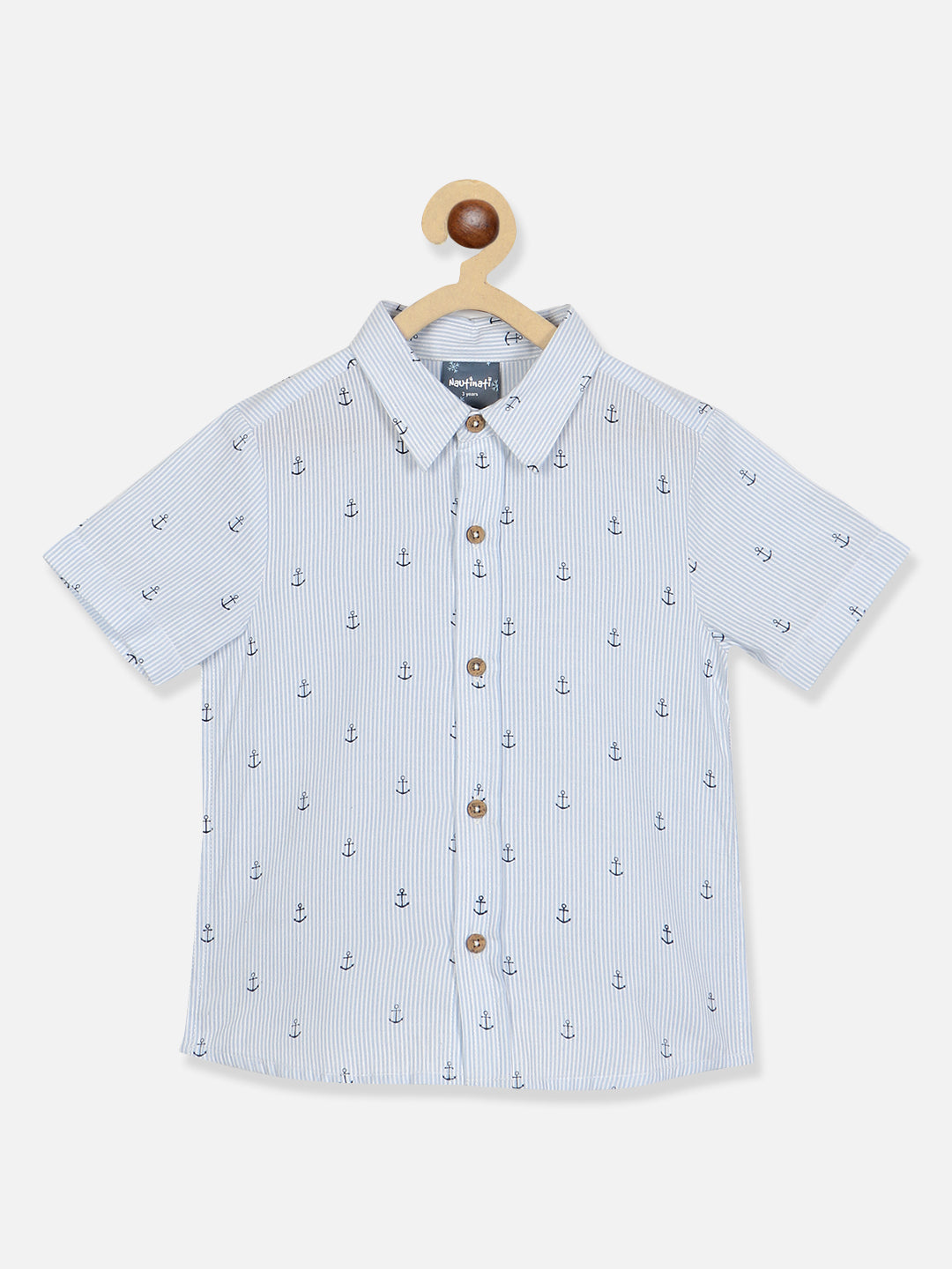 Nautinati Boys Printed Pure Cotton Shirt With Shorts