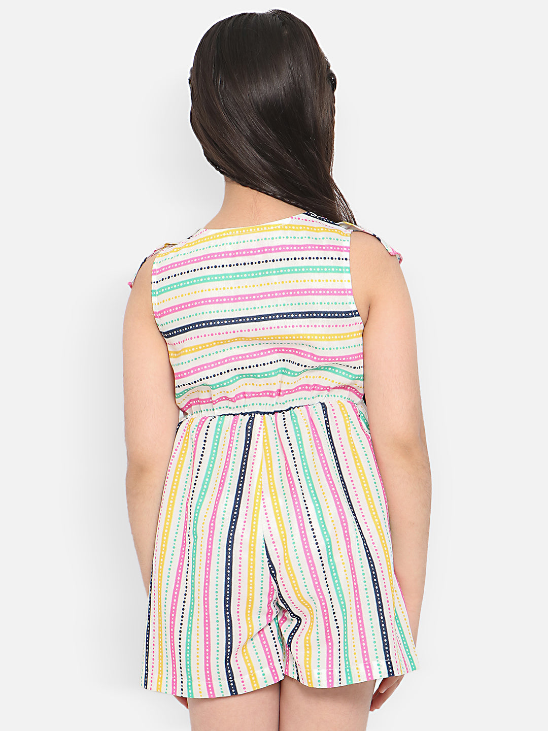 Nautinati Girls Striped With Ruffles Playsuit