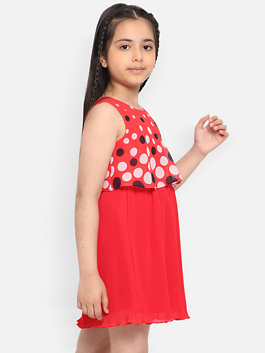 Nautinati Girls Geometric Printed Layered A-Line Dress