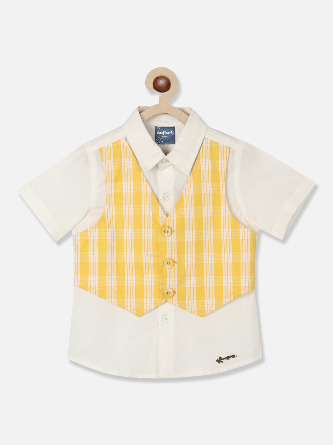 Nautinati Boys Checked Pure Cotton Shirt With Shorts