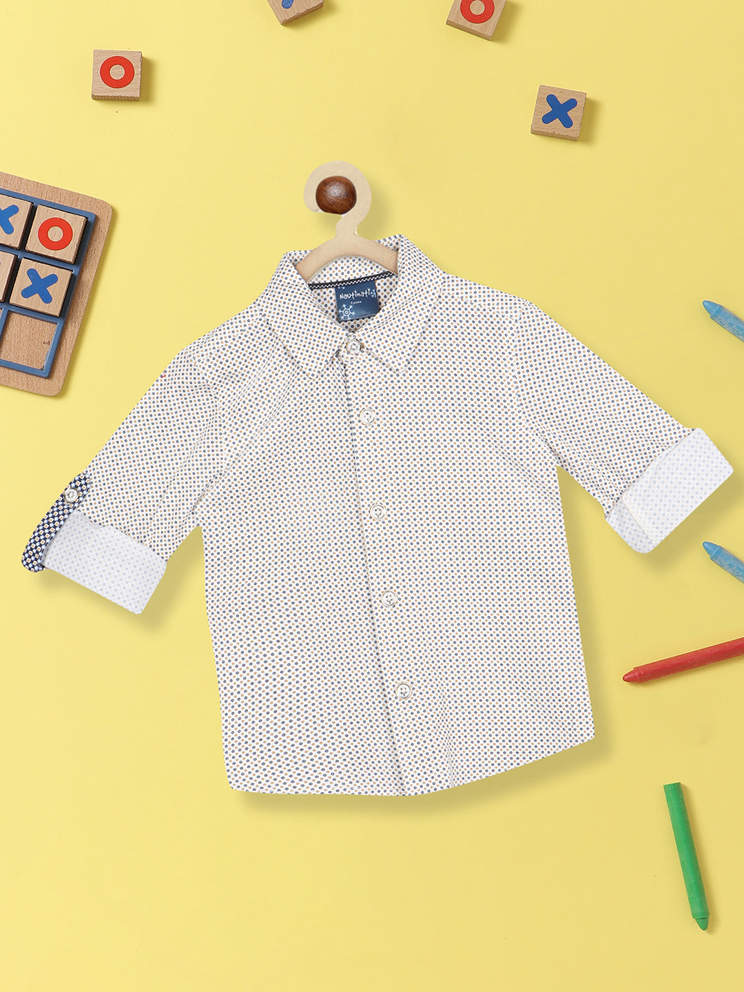 Nautinati Boys Standard Micro-Ditsy Printed Pure Cotton Casual Shirt