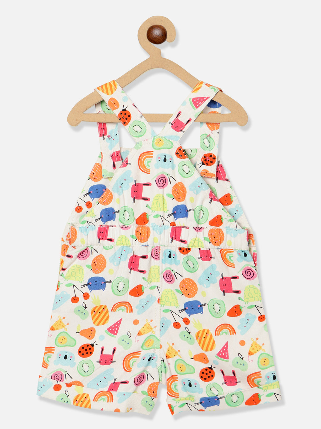 Nautinati Girls Multicolor Printed Sleeveless Cotton Dungaree