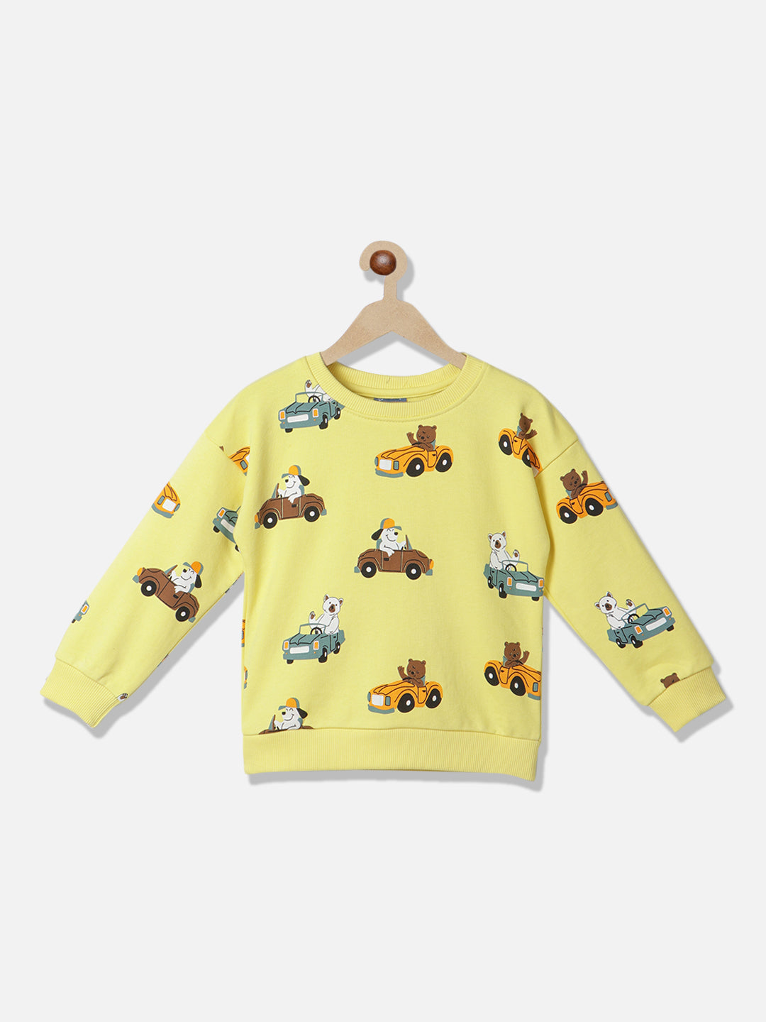 Nautinati Boys Limeyellow Printed Long Sleeve PolyCotton Sweatshirt