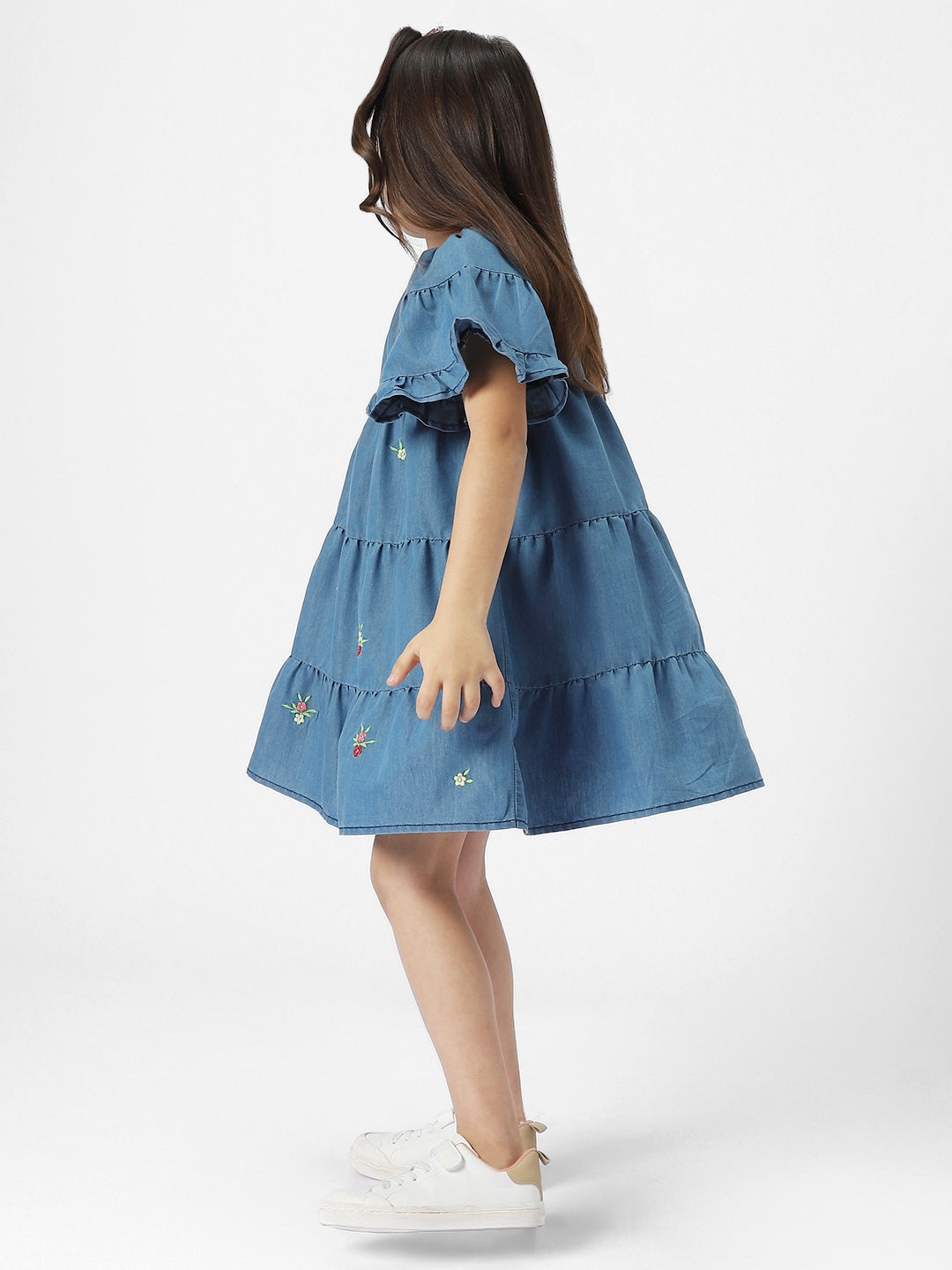 Nauti Nati Flutter Sleeve Denim A-Line Dress