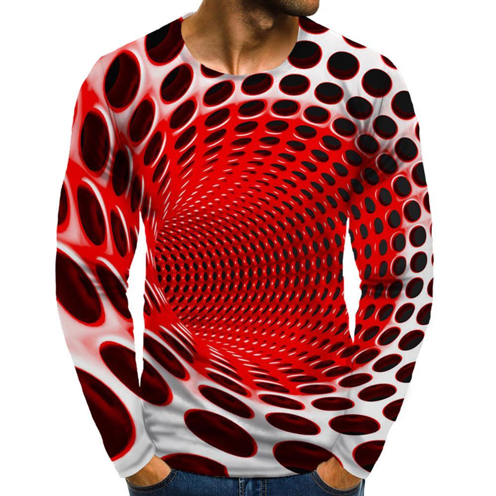 3D Graphic Printed Short Sleeve Shirts Red Vortex – FoliCart