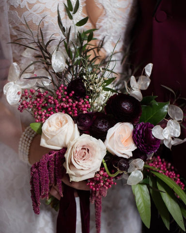 berry toned bridal bouquet
