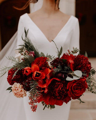 crimson red bridal bouquet