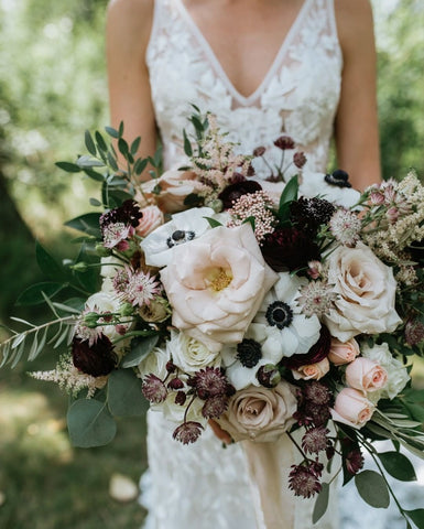 mauve and purple bridal bouquet