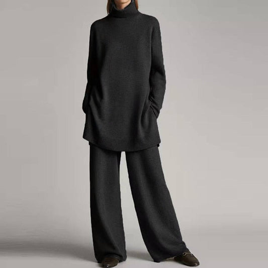 Selena - Twist Turtleneck Sweater & Wide-Leg Pants Set