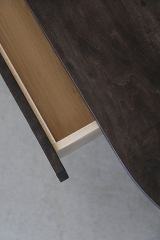 Close-up of drawer on bespoke Maple vanity desk