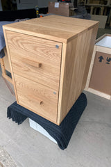 oak filing cabinet with 2 drawers
