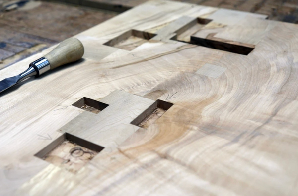 Close up image of blockings cut into Field Maple