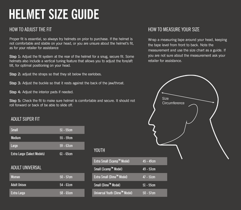 Giro Helmet Size guide