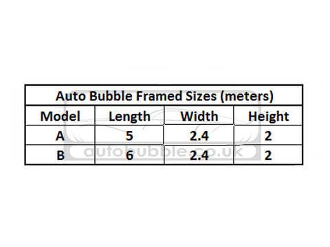 drive in bubble, dimensions, auto bubble, free standing, capsule with frame