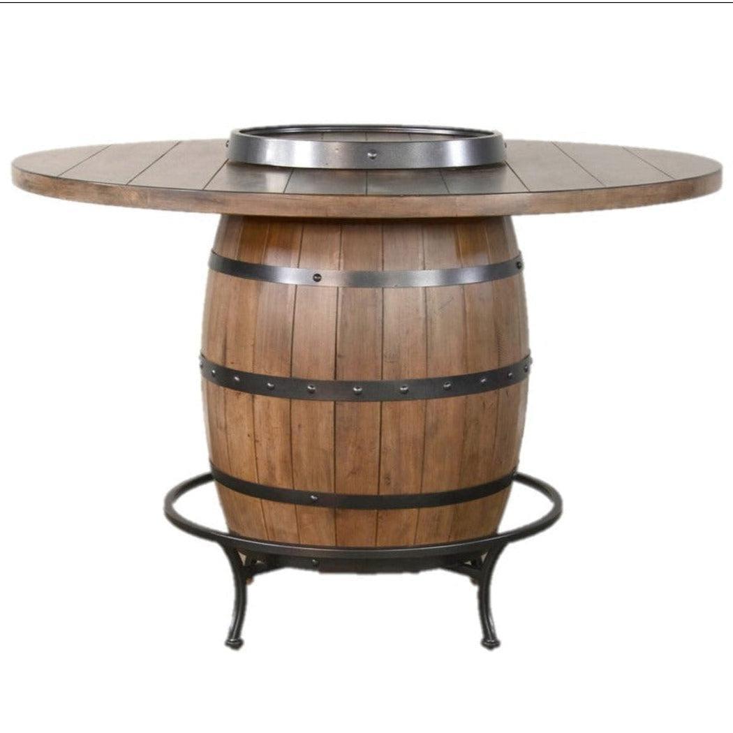 Round Counter Height Barrel Pub Table Warm Walnut