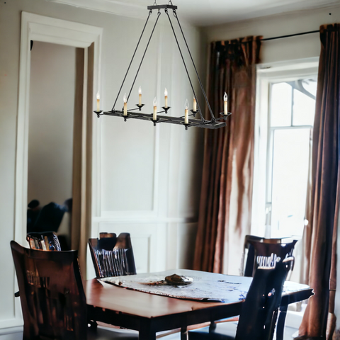 Satin Black Houndslow Rectangular Chandelier