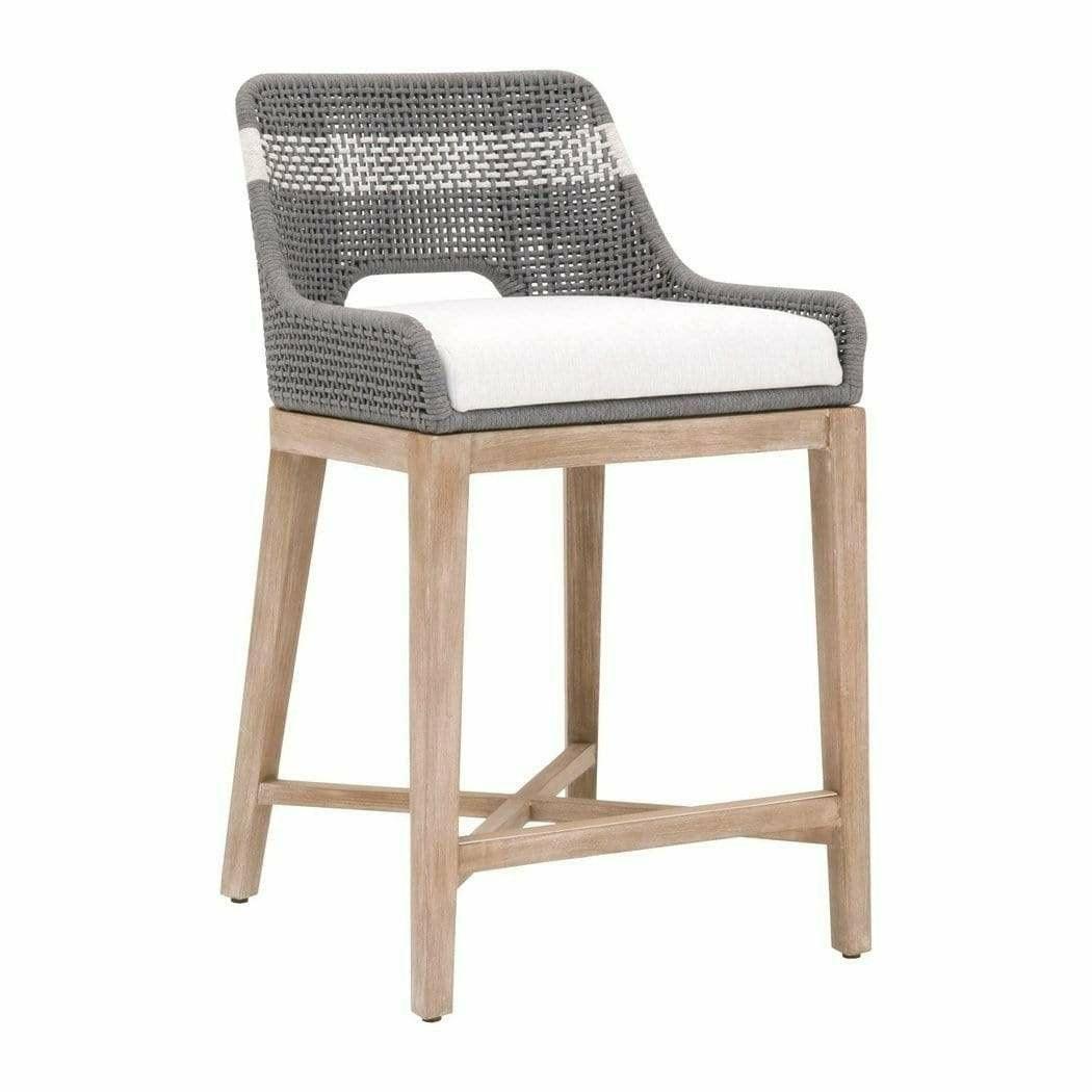 Tapestry Wood Frame Dove Rope Counter Stool