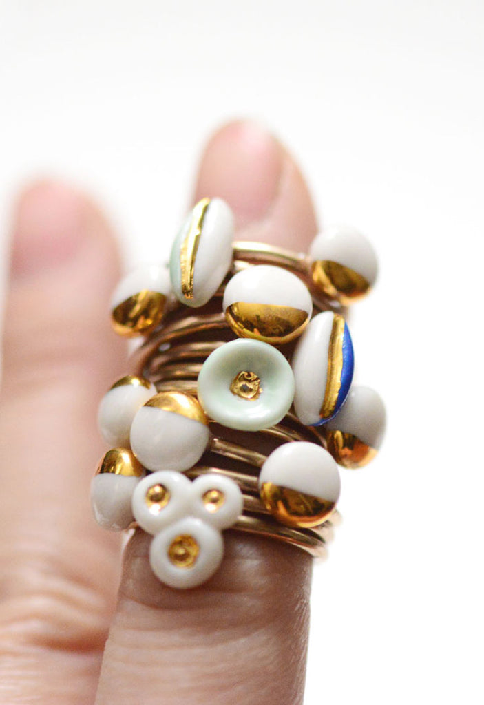 unique porcelain rings, made by PorcelainAndStone.com, American made in Boston