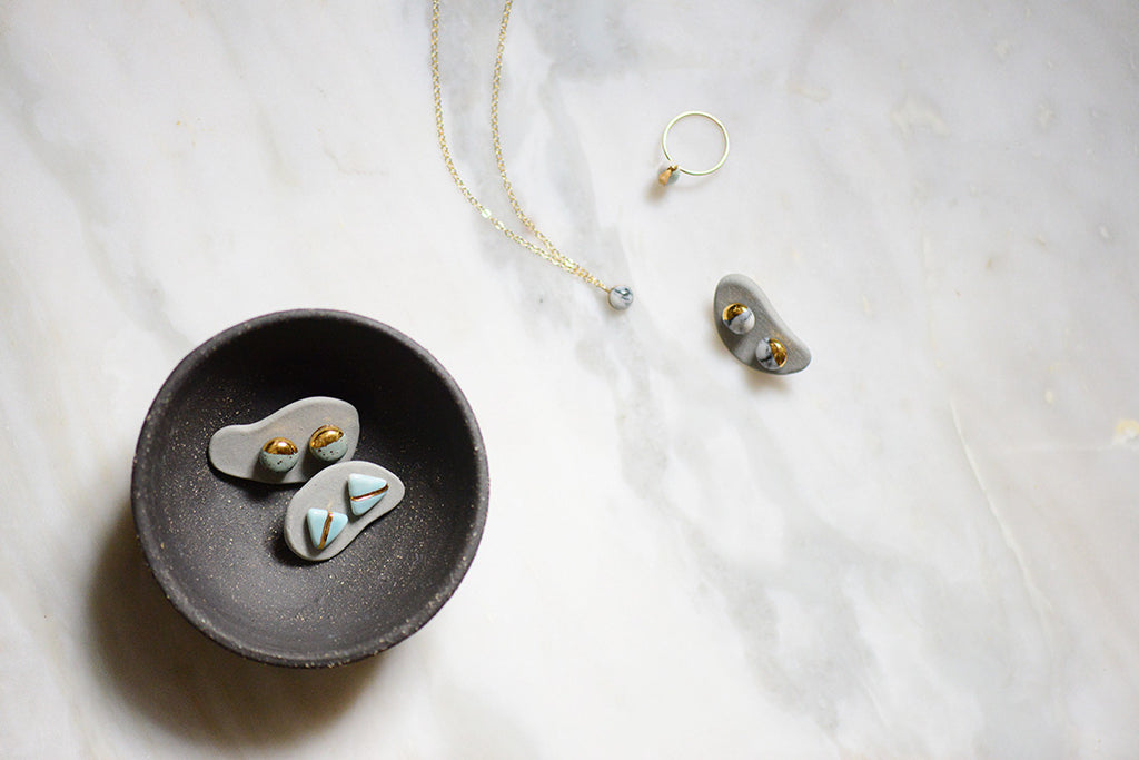 porcelain jewelry by Porcelain and Stone, made in Boston, MA
