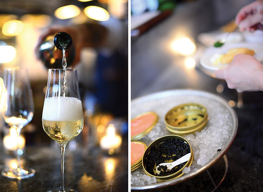 champagne and caviar, Les Sablons Cambridge MA