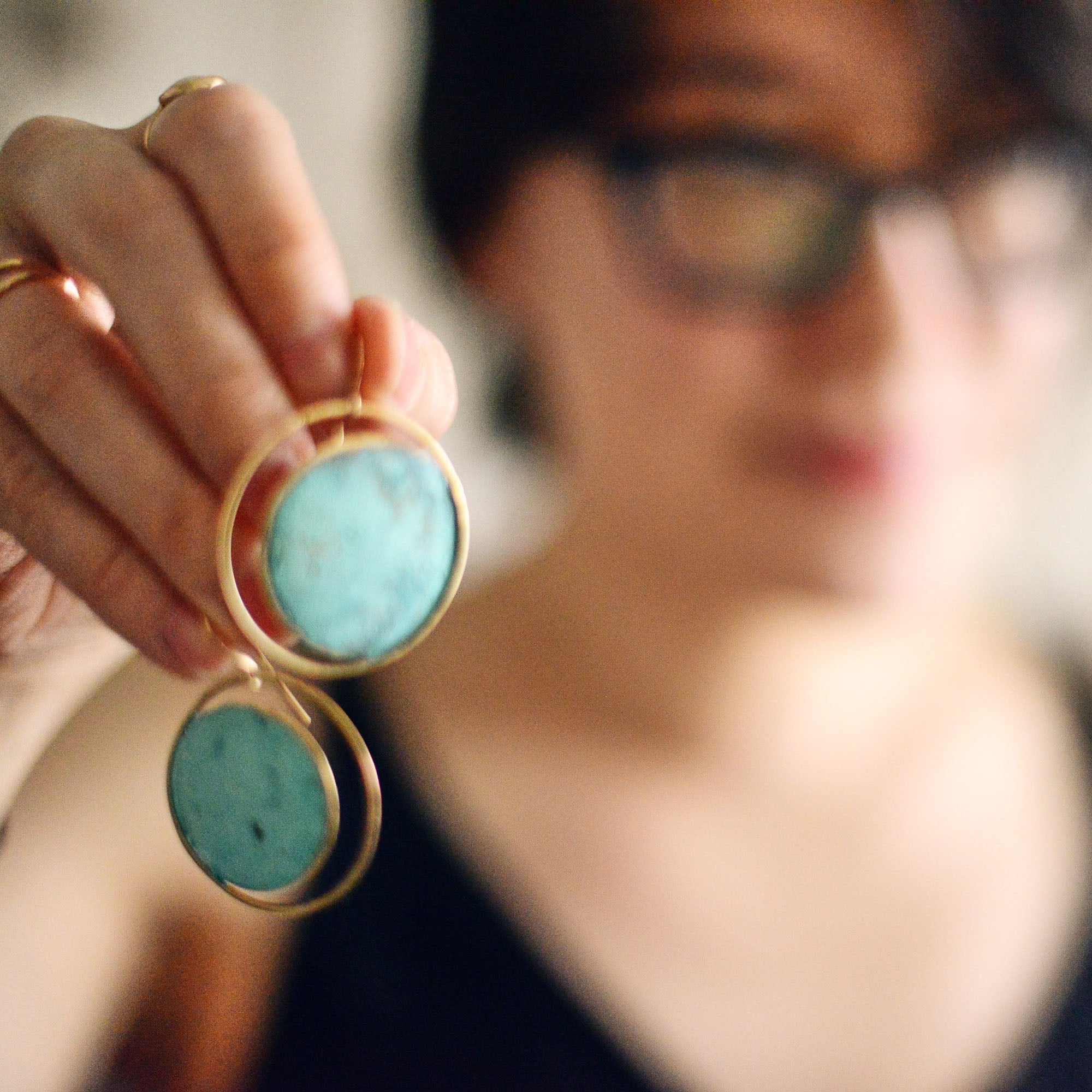 Circle Earrings - Patina