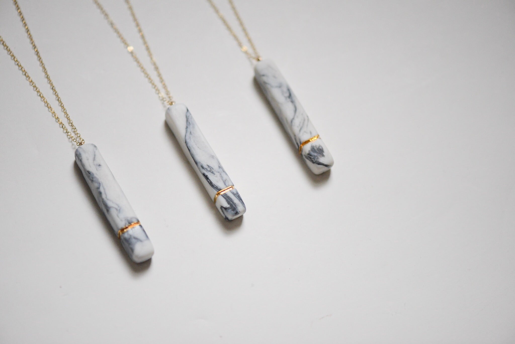 Marbled Porcelain - Bar Necklace