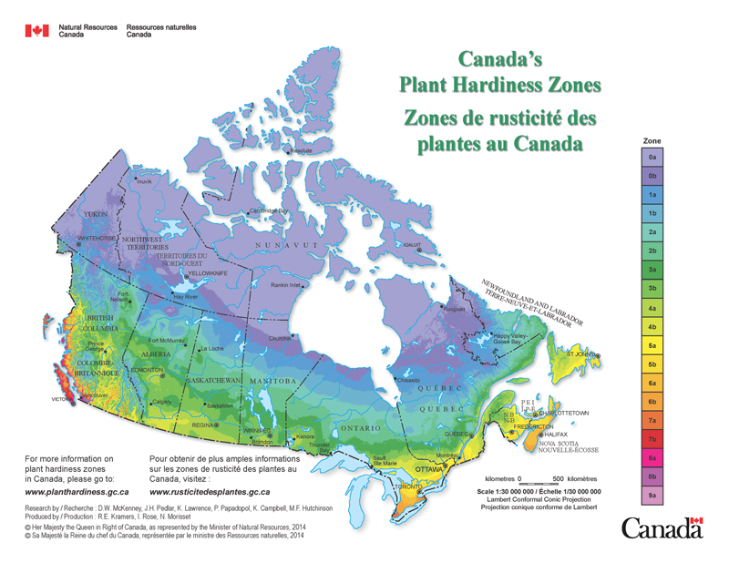 canada hardiness zones climate map