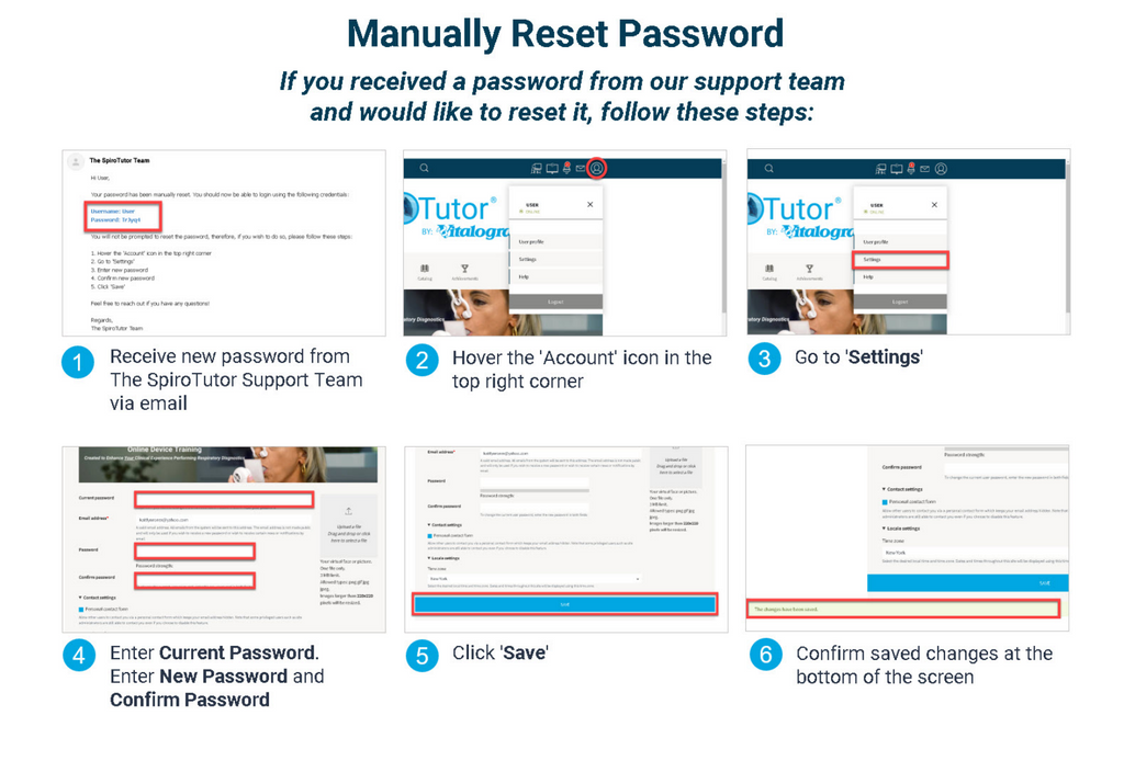Password reset instructions spirotutor
