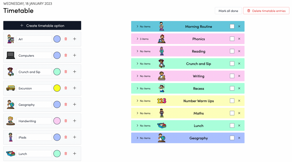 hive visual timetable