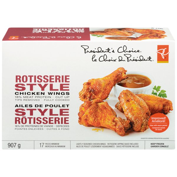 Presidents choice dry-seasoned rotisserie-style chicken wings with sau