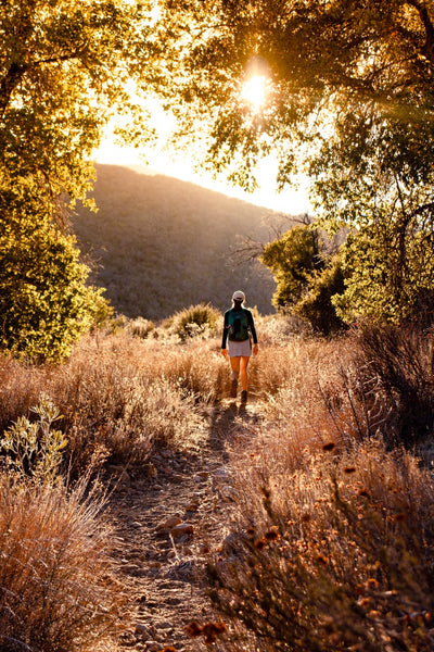 Woman hiking in nature. 