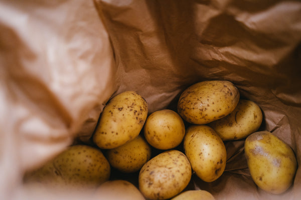 Harvested potatoes ready to eat.